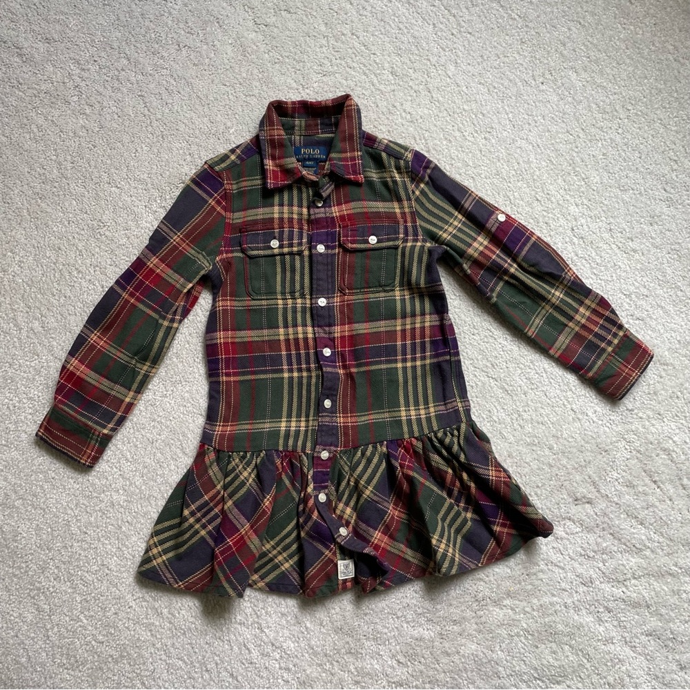 Ralph Lauren Girls plaid shirt mini dress
